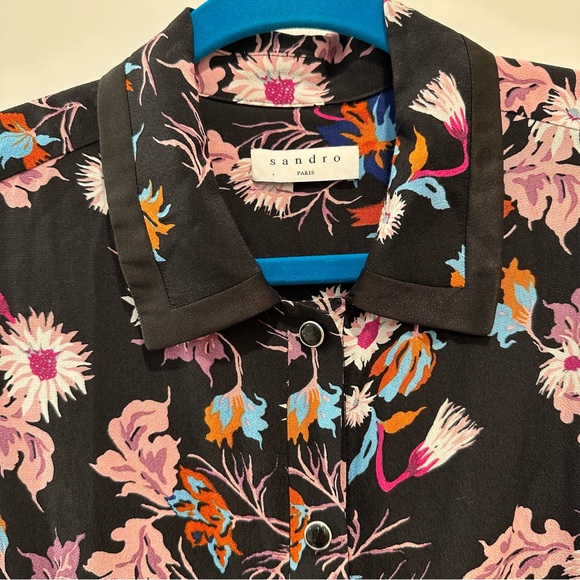 SANDRO PARIS Olivier Floral-Print Wide Leg Jumpsuit Size 34 - Picture 5 of 12